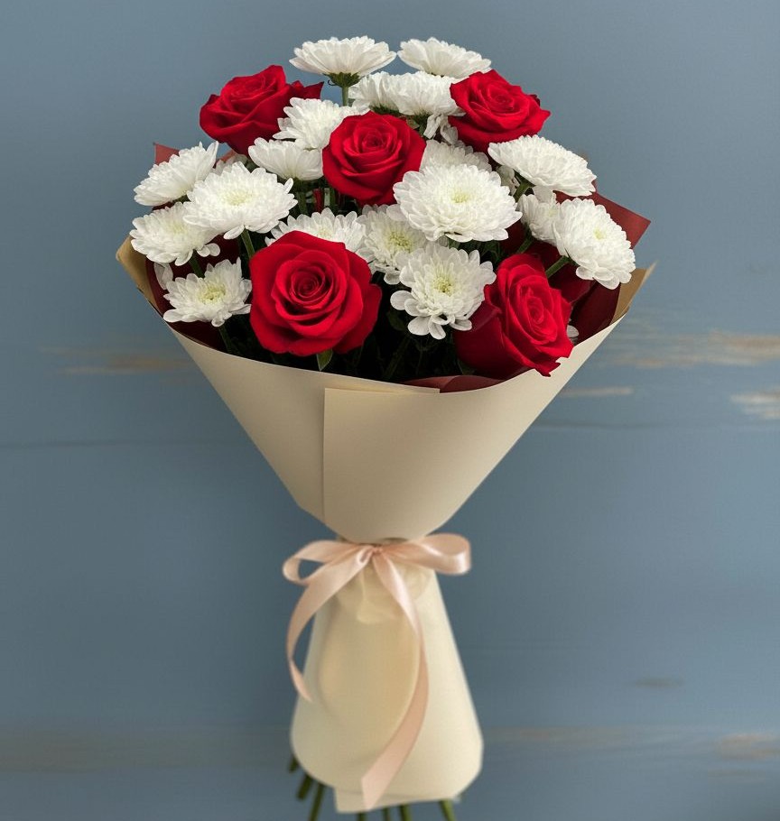 Букет цветов из: Розы и Хризантемы в Поназырево