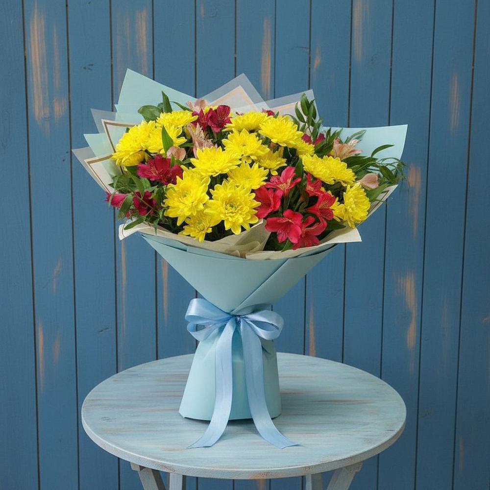 Букет цветов из: Альстромерии и Хризантемы в Поназырево
