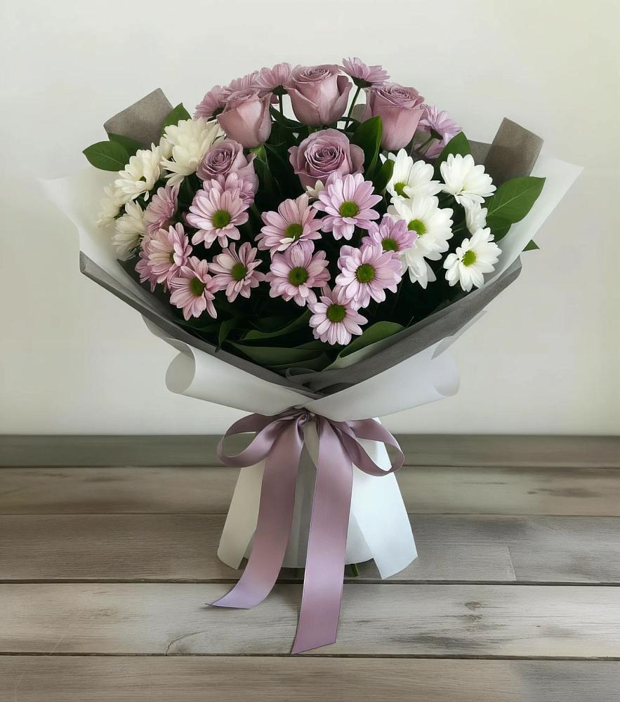 Букет цветов из: Хризантемы и Розы в Поназырево