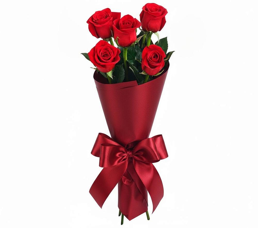 Букет 5 Красных роз Эдлесс Лав в Поназырево