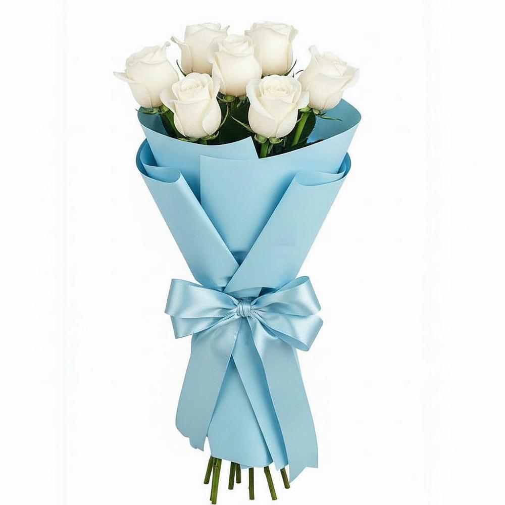 Букет 7 белых роз Проуд в Поназырево