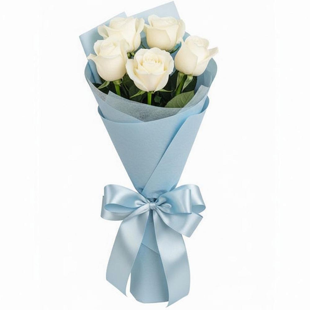 Букет 5 Белых роз Проуд в Поназырево