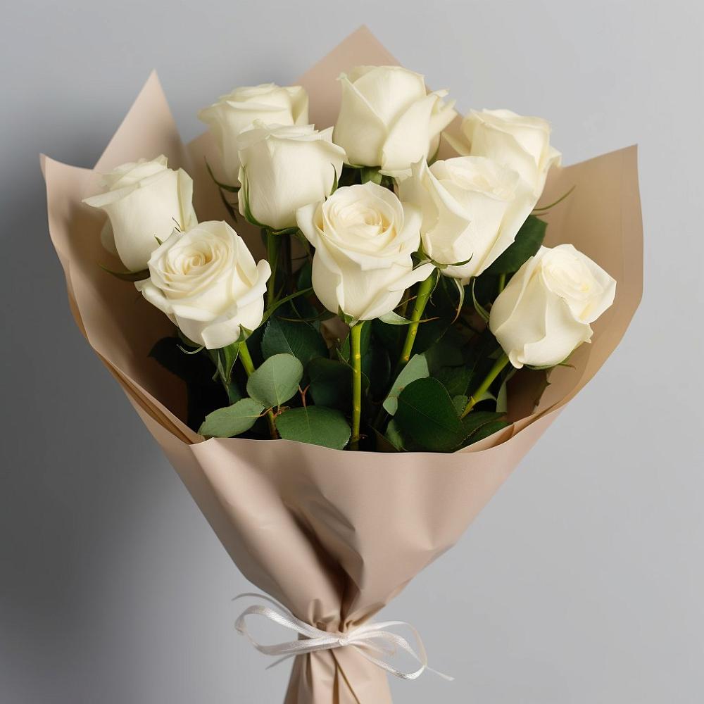 Букет 9 Белых роз Эдлесс Лав в Поназырево