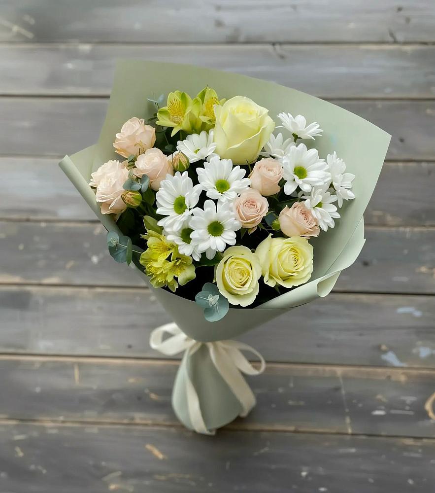 Букет цветов из: Альстромерии, Розы и Хризантемы в Поназырево