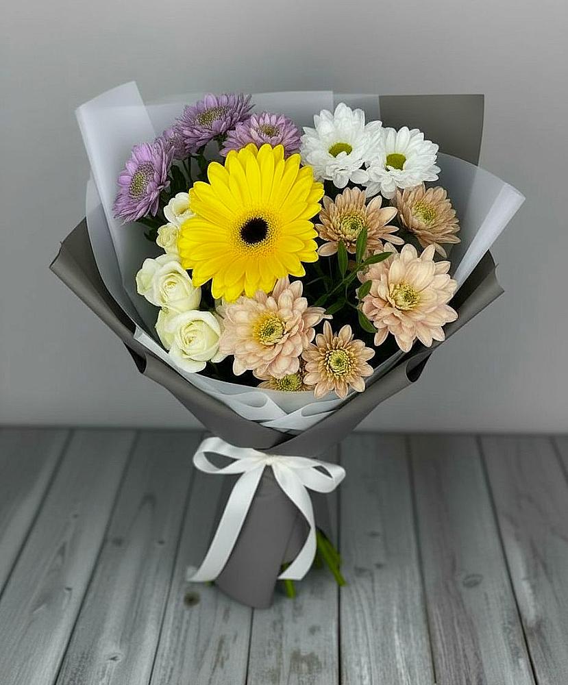 Букет цветов из: Розы, Герберы и Хризантемы в Поназырево
