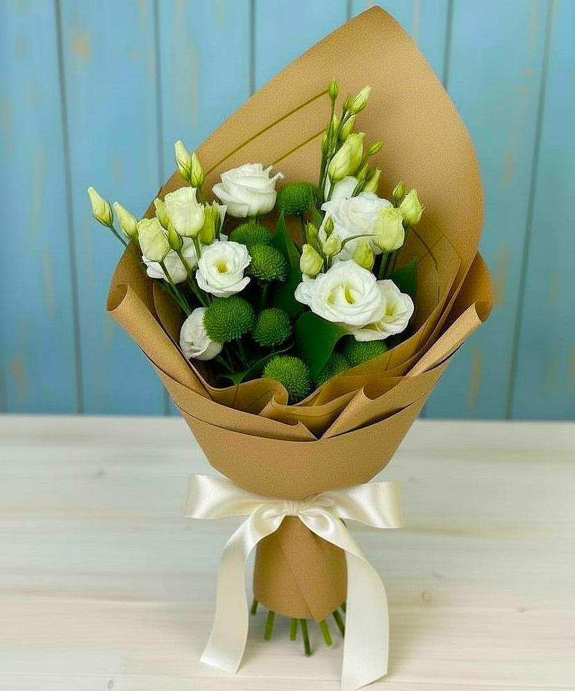 Букет цветов из: Хризантемы и Лизиантусы в Поназырево