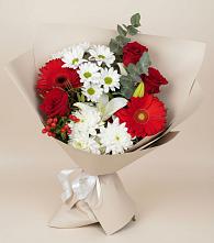 Букет цветов из:  Розы, Хризантемы, Герберы и Лилии в Поназырево