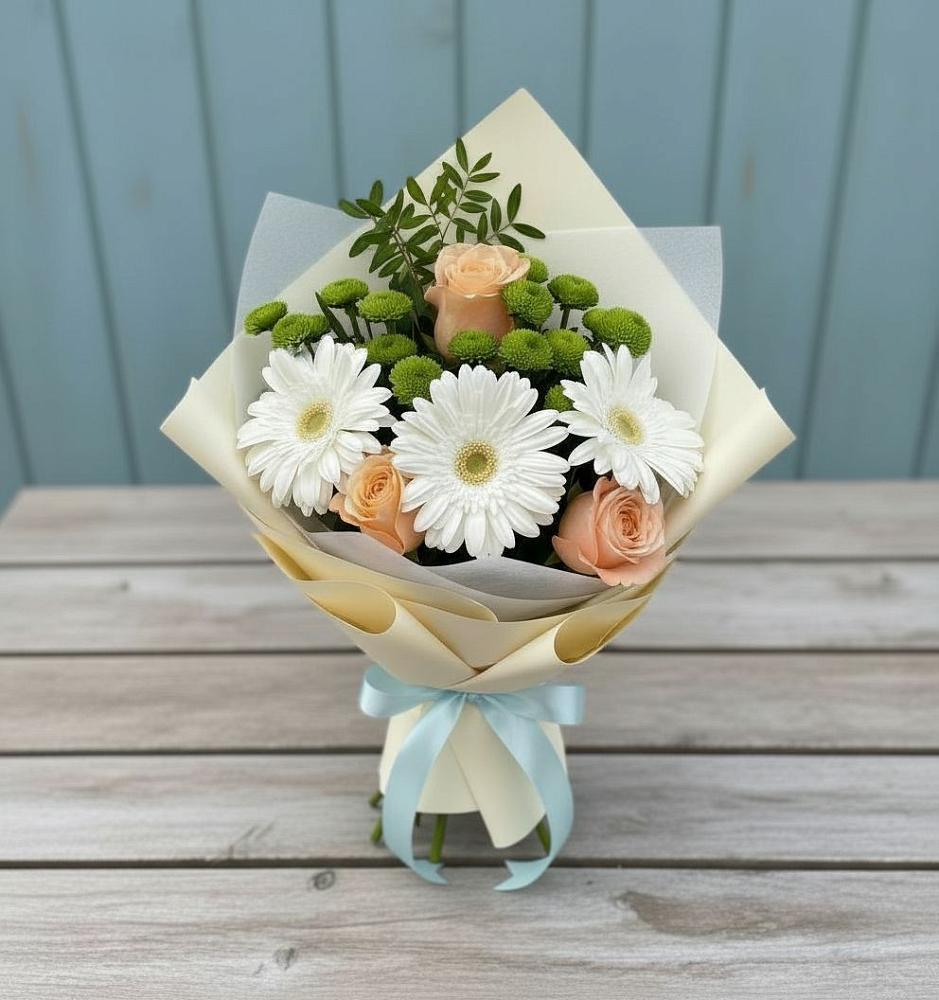 Букет цветов из: Герберы, Розы и Хризантемы в Поназырево
