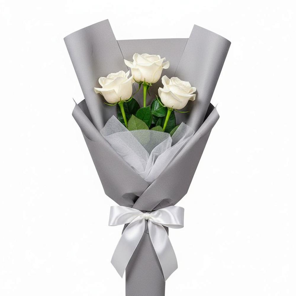 Букет 3 белые розы в Поназырево