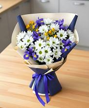 Букет цветов из:  Розы, Ирисы и Хризантемы #REPLACE_PRED# Поназырево