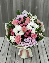 Букет цветов из:  Альстромерии, Гвоздики, Розы и Хризантемы в Поназырево