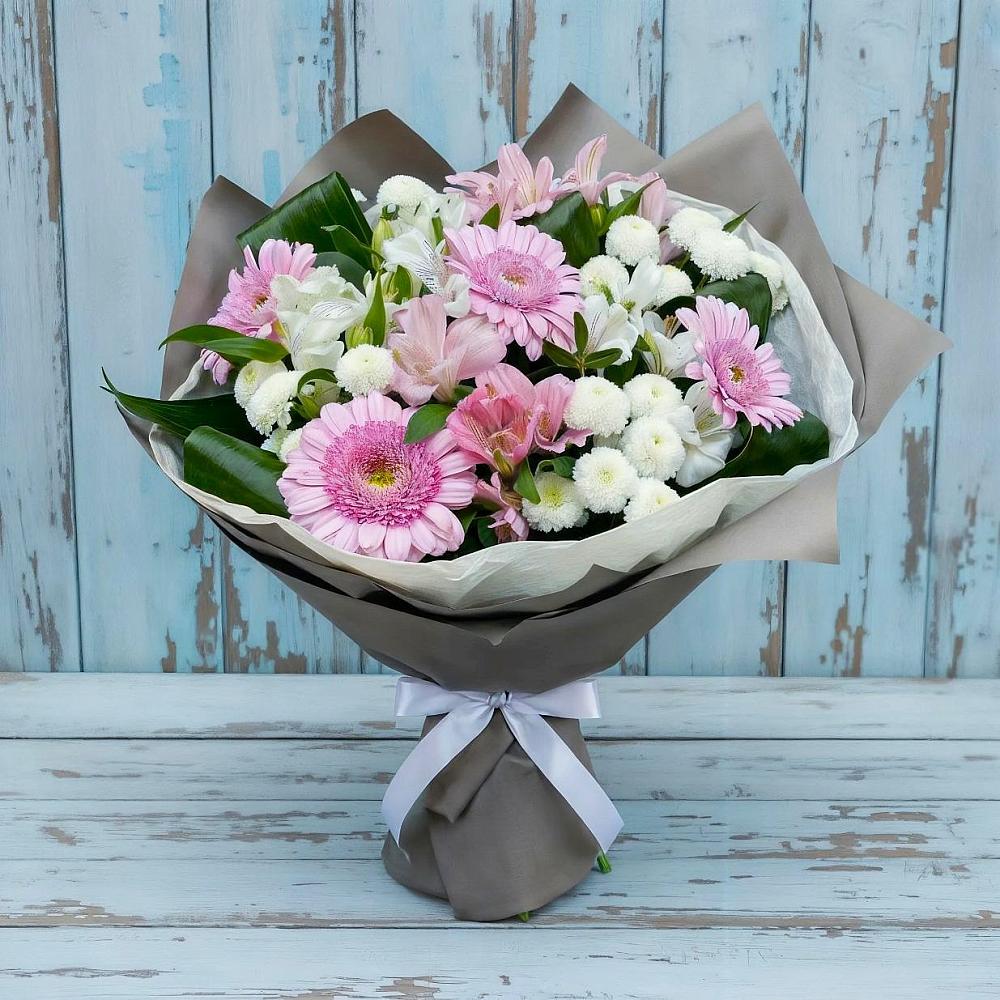 Букет цветов из: Герберы, Альстромерии и Хризантемы в Поназырево