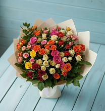 Букет Микс из разноцветных кустовых роз в Поназырево